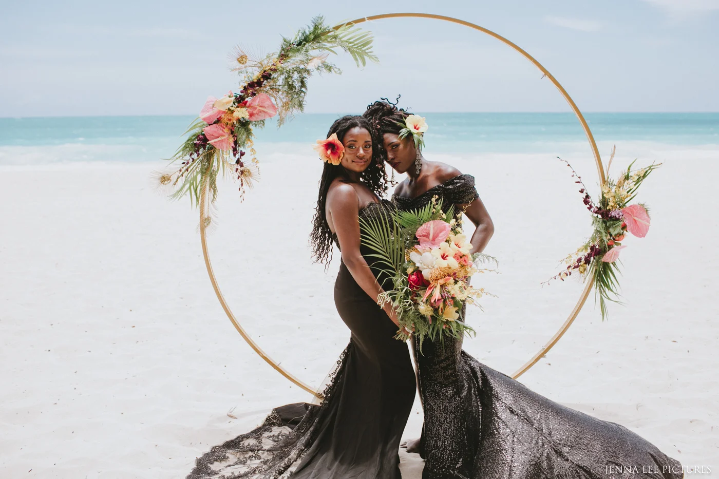 Lesbian beach wedding sales attire